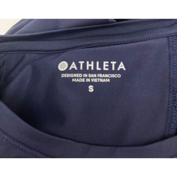 Athleta Sunlover UPF Tulip Back Top S Navy Thumbhole Sun Protection - Picture 13 of 15